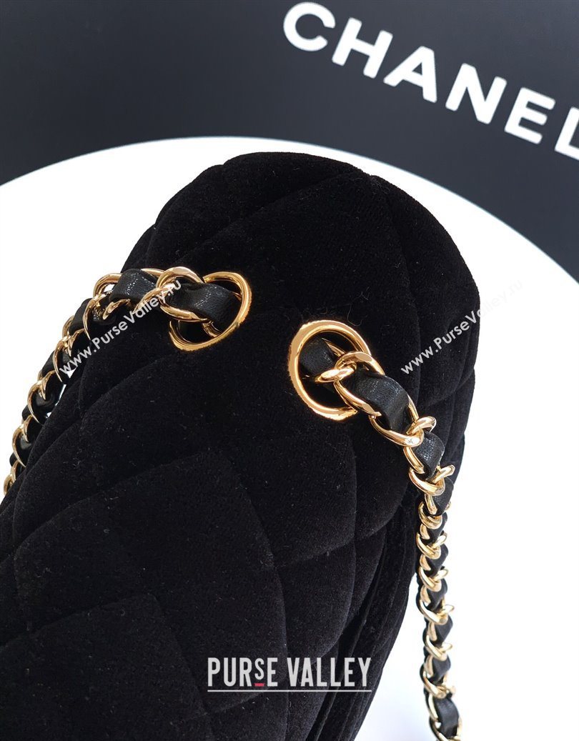 Chanel Velvet Classic 11.12 Flap Handbag Black 2025 A01112 (yezi-251011056)