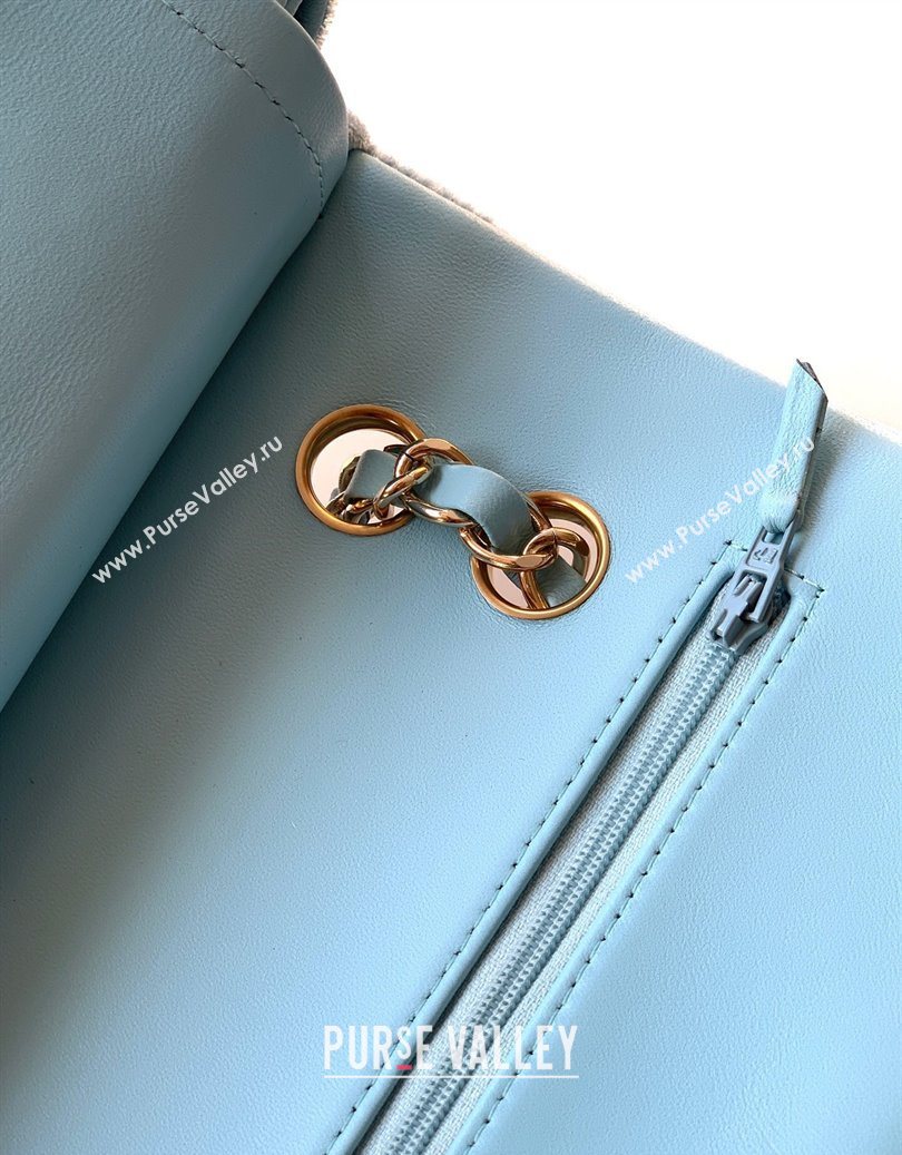 Chanel Velvet Classic 11.12 Flap Handbag Lake Blue 2025 A01112 (yezi-251011057)