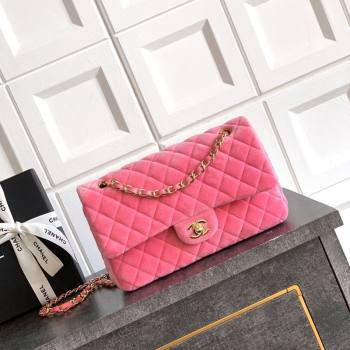 Chanel Velvet Classic 11.12 Flap Handbag Sakura Pink 2025 A01112 (yezi-251011058)