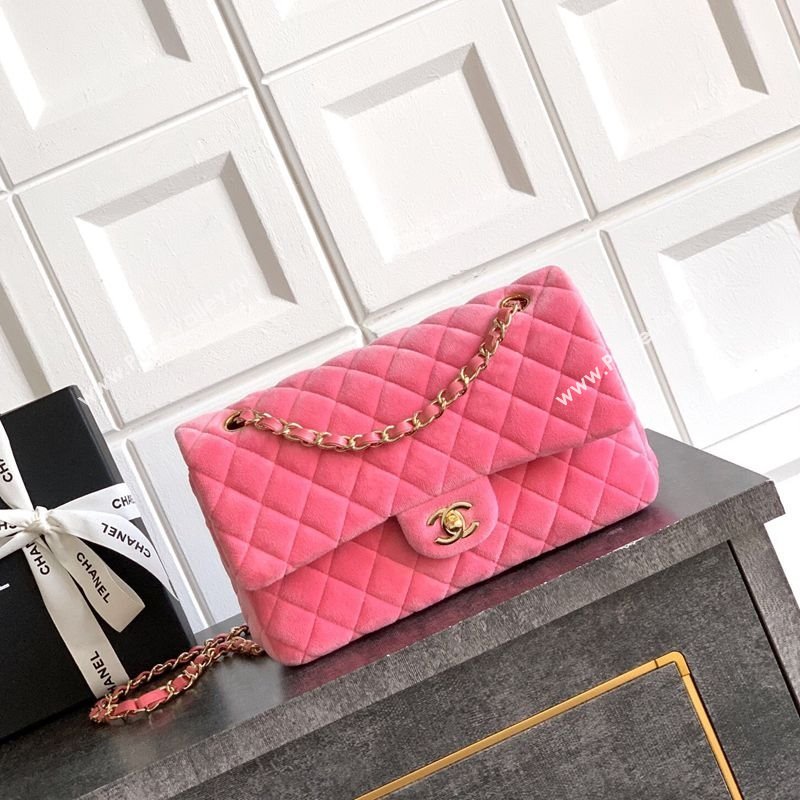Chanel Velvet Classic 11.12 Flap Handbag Sakura Pink 2025 A01112 (yezi-251011058)