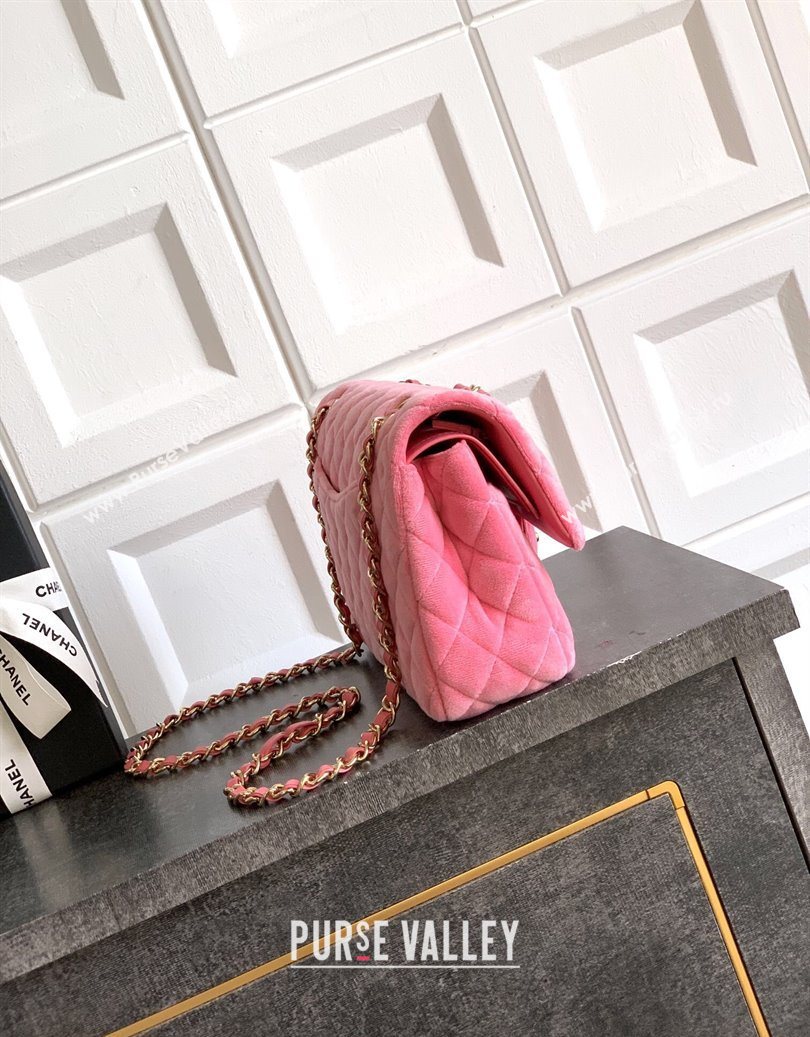 Chanel Velvet Classic 11.12 Flap Handbag Sakura Pink 2025 A01112 (yezi-251011058)
