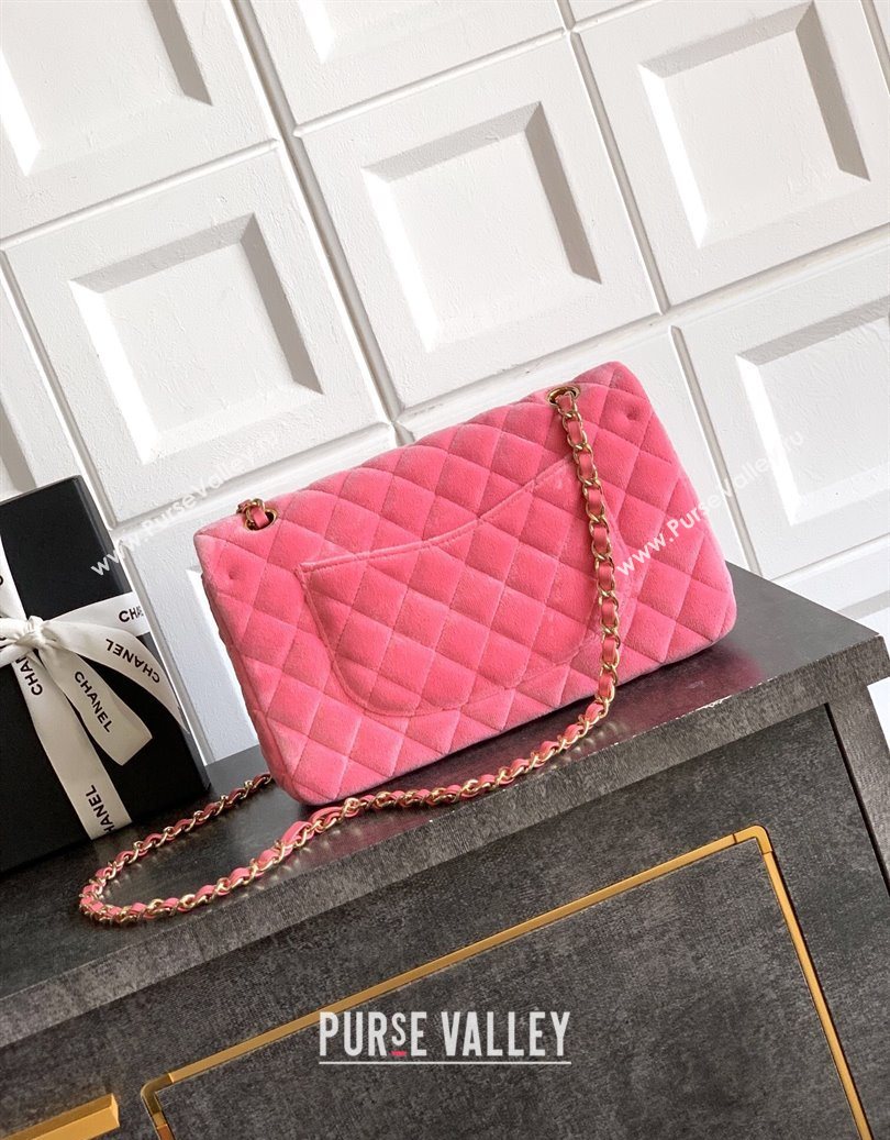 Chanel Velvet Classic 11.12 Flap Handbag Sakura Pink 2025 A01112 (yezi-251011058)