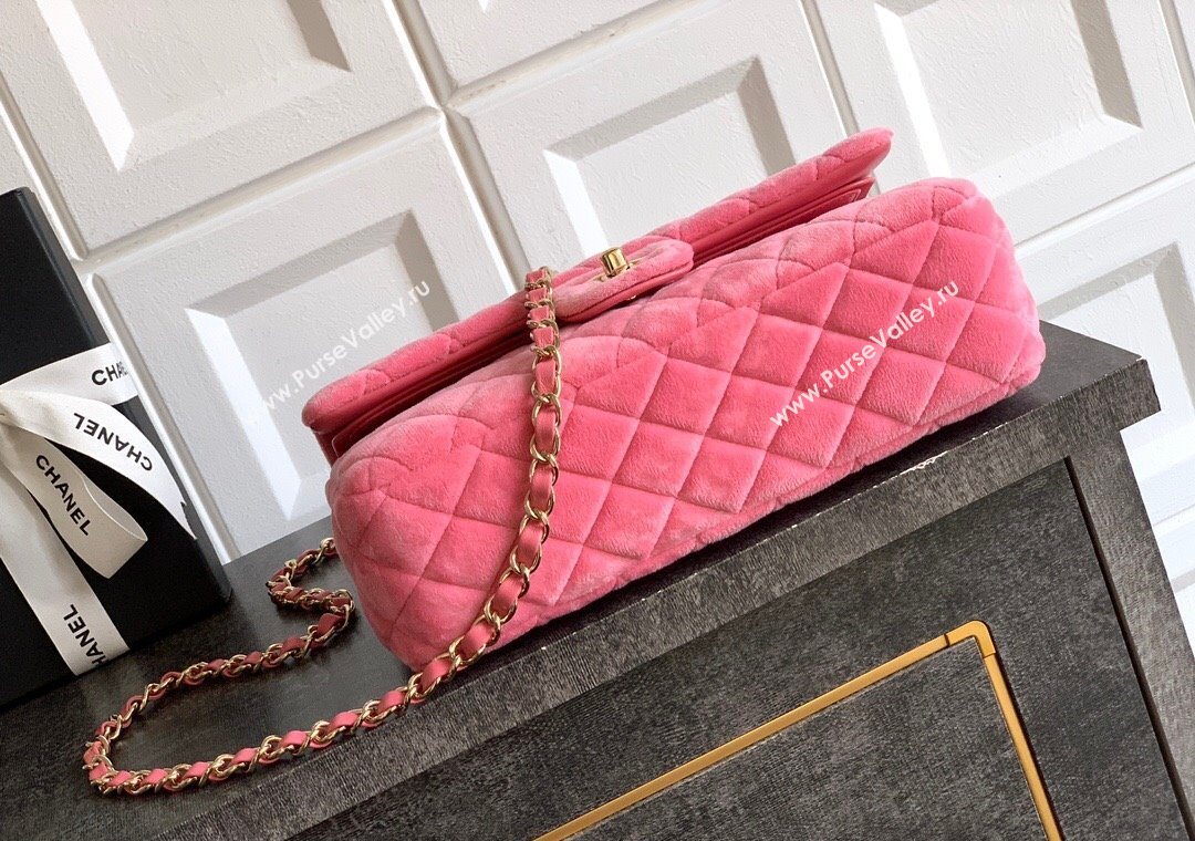 Chanel Velvet Classic 11.12 Flap Handbag Sakura Pink 2025 A01112 (yezi-251011058)