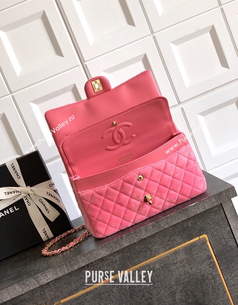 Chanel Velvet Classic 11.12 Flap Handbag Sakura Pink 2025 A01112 (yezi-251011058)