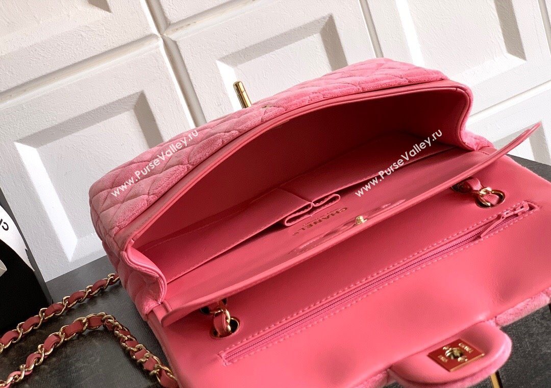Chanel Velvet Classic 11.12 Flap Handbag Sakura Pink 2025 A01112 (yezi-251011058)