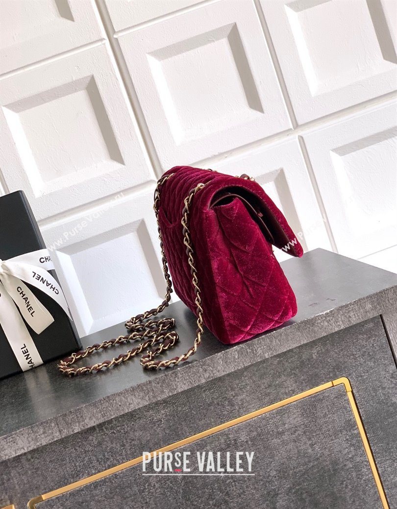 Chanel Velvet Classic 11.12 Flap Handbag Red 2025 A01112 (yezi-251011060)