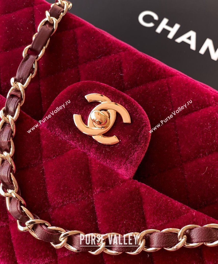 Chanel Velvet Classic 11.12 Flap Handbag Red 2025 A01112 (yezi-251011060)