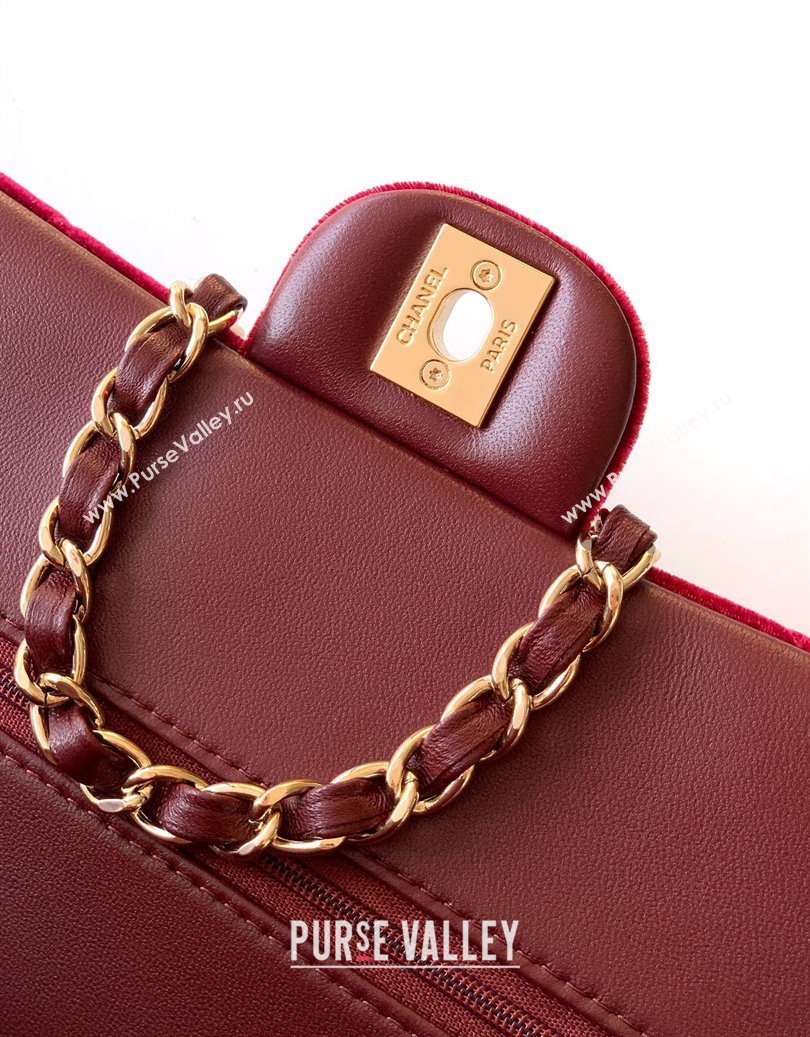 Chanel Velvet Classic 11.12 Flap Handbag Red 2025 A01112 (yezi-251011060)