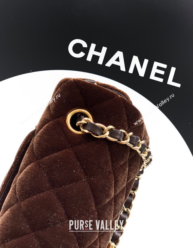 Chanel Velvet Classic Mini Flap Handbag Dark Brown 2025 A69900 (yezi-251011061)