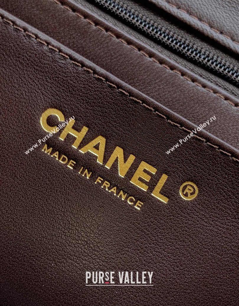 Chanel Velvet Classic Mini Flap Handbag Dark Brown 2025 A69900 (yezi-251011061)