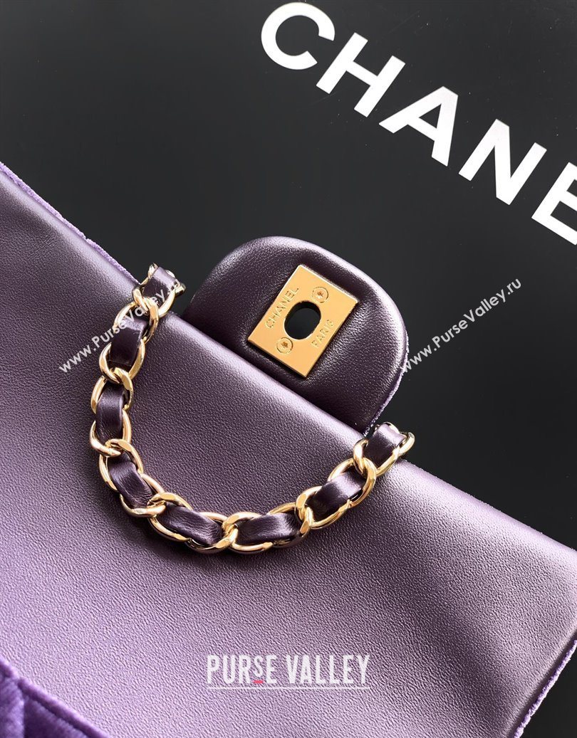Chanel Velvet Classic Mini Flap Handbag Purple 2025 A69900 (yezi-251011062)
