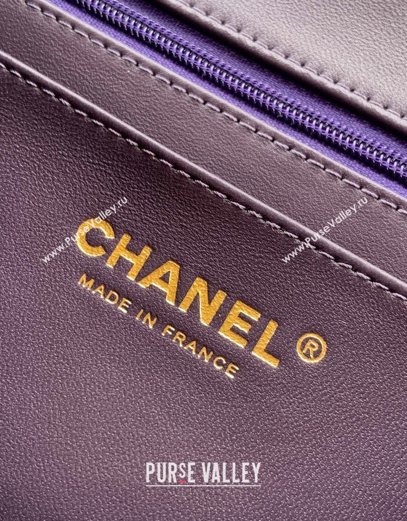Chanel Velvet Classic Mini Flap Handbag Purple 2025 A69900 (yezi-251011062)