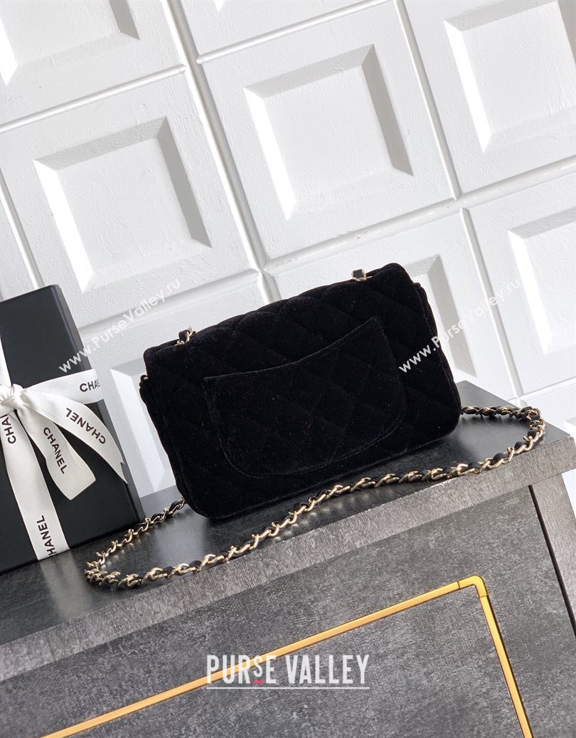 Chanel Velvet Classic Mini Flap Handbag Black 2025 A69900 (yezi-251011063)