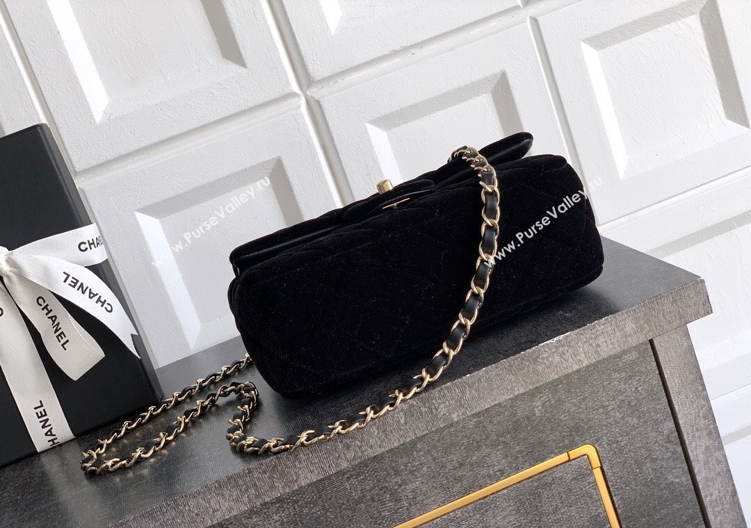 Chanel Velvet Classic Mini Flap Handbag Black 2025 A69900 (yezi-251011063)