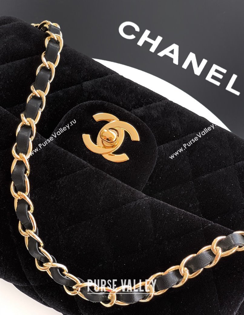 Chanel Velvet Classic Mini Flap Handbag Black 2025 A69900 (yezi-251011063)