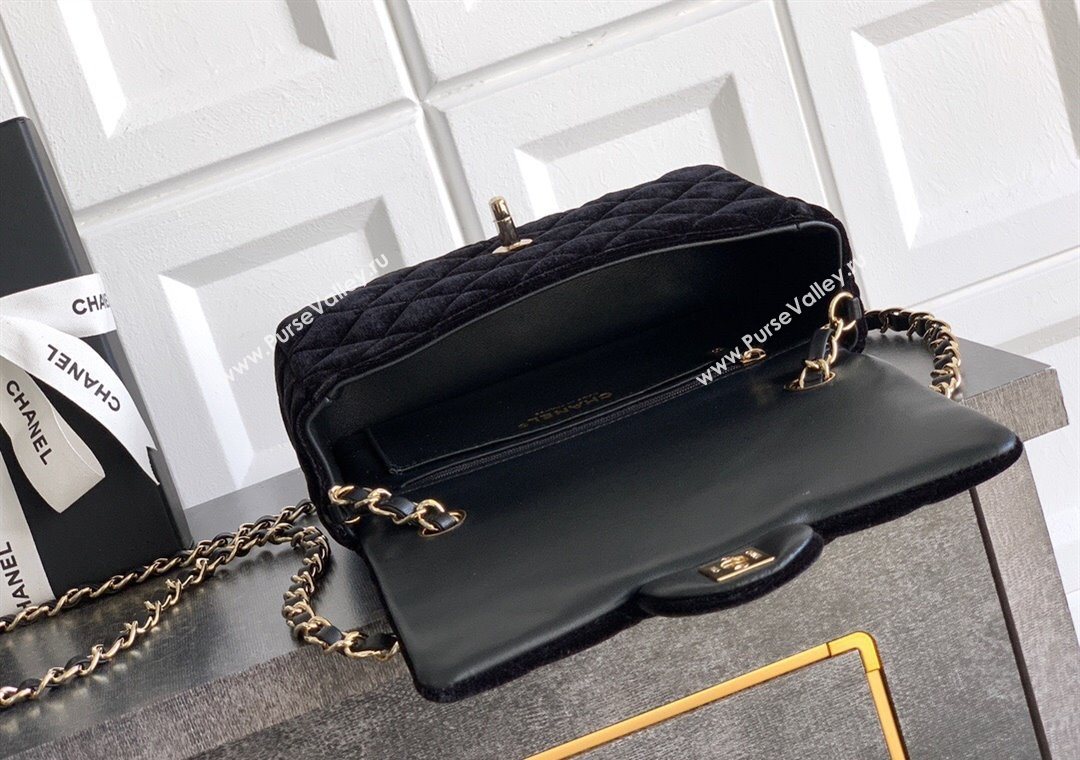 Chanel Velvet Classic Mini Flap Handbag Black 2025 A69900 (yezi-251011063)