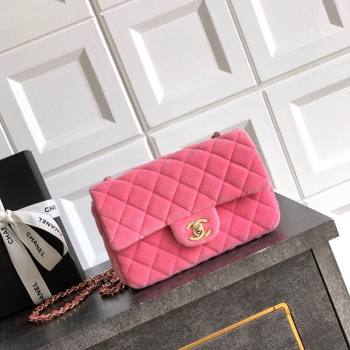 Chanel Velvet Classic Mini Flap Handbag Sakura Pink 2025 A69900 (yezi-251011065)