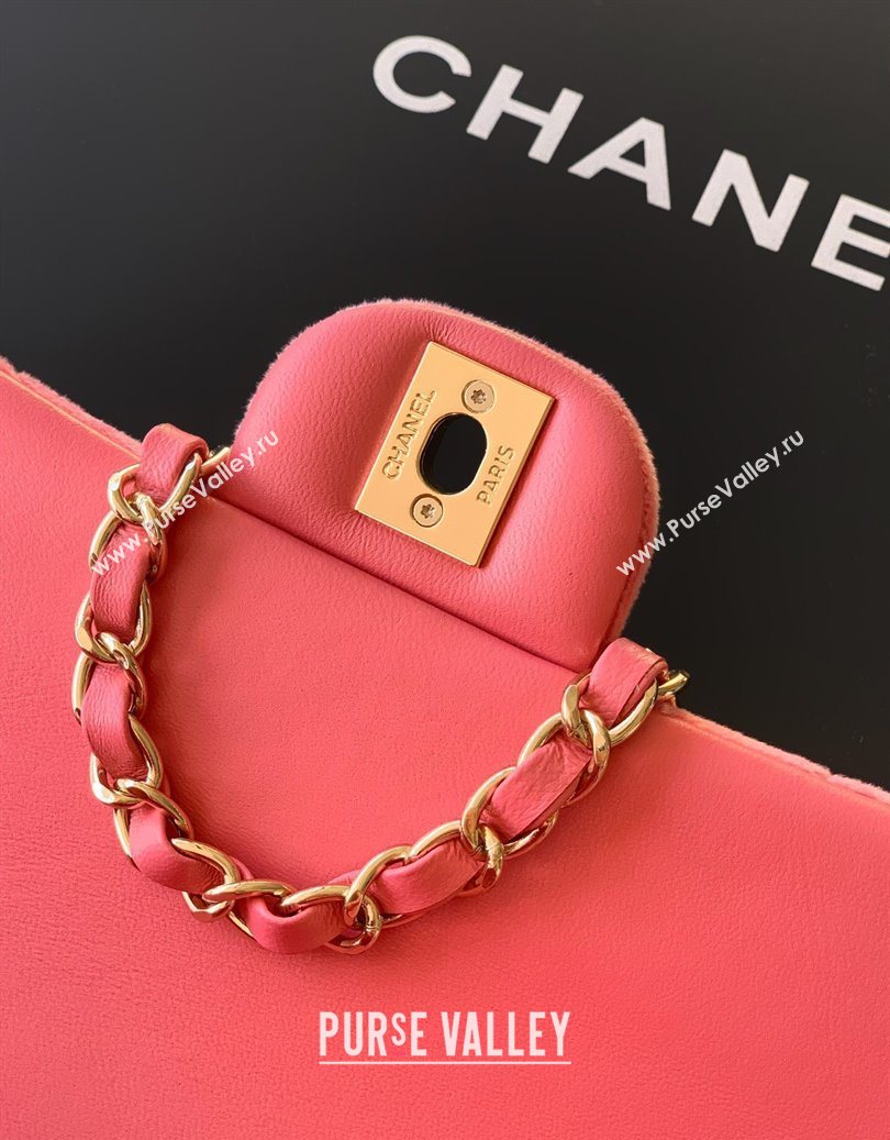Chanel Velvet Classic Mini Flap Handbag Sakura Pink 2025 A69900 (yezi-251011065)