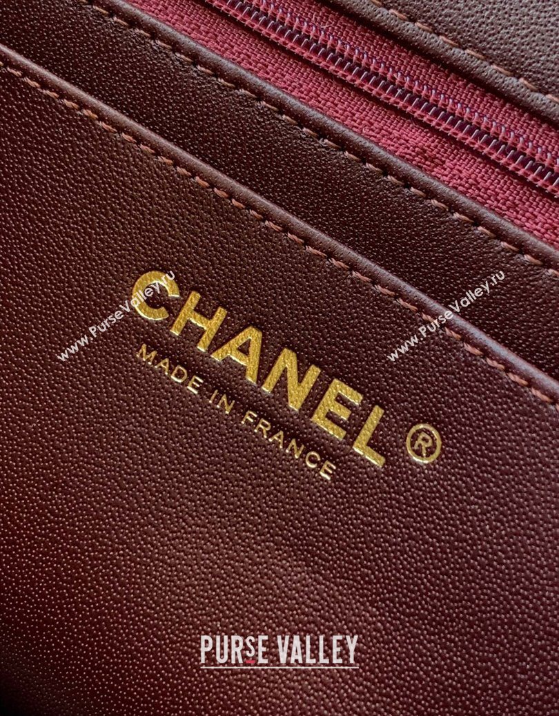 Chanel Velvet Classic Mini Flap Handbag Dark Burgundy 2025 A69900 (yezi-251011066)