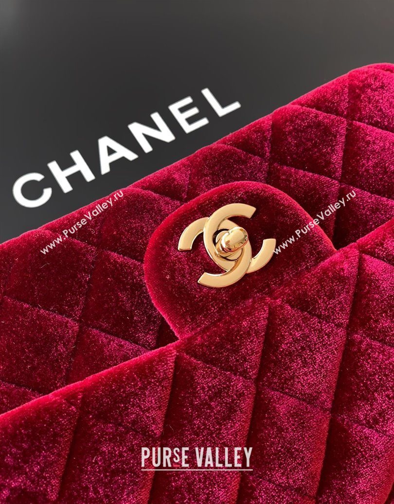 Chanel Velvet Classic Mini Flap Handbag Red 2025 A69900 (yezi-251011067)