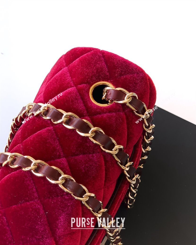 Chanel Velvet Classic Mini Flap Handbag Red 2025 A69900 (yezi-251011067)