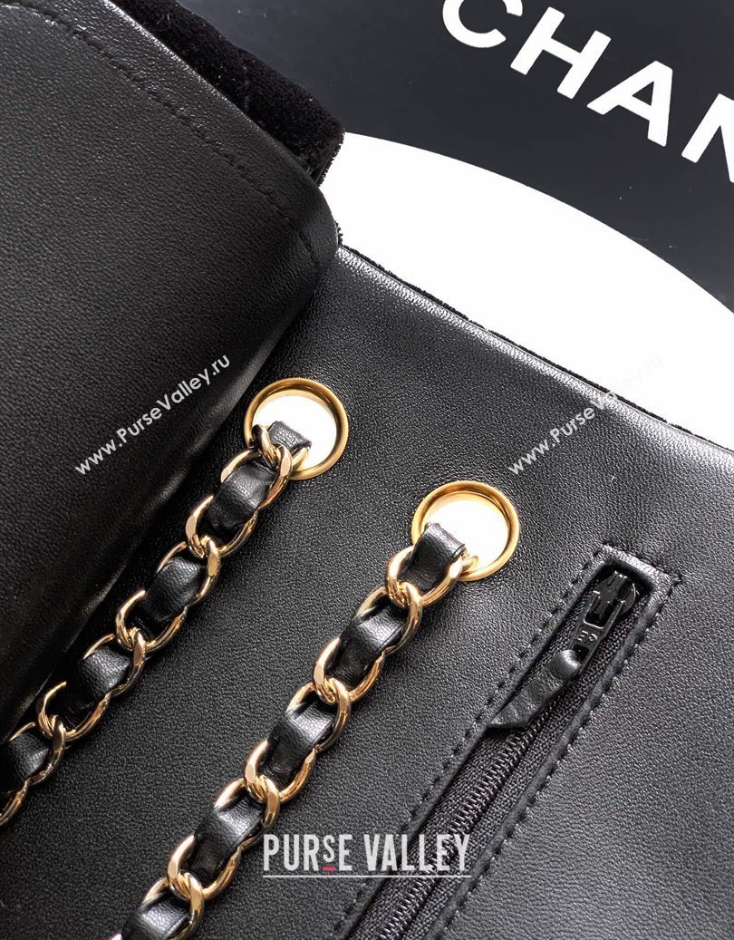 Chanel Velvet Classic Small Flap Handbag Black 2025 A01113 (yezi-251011068)