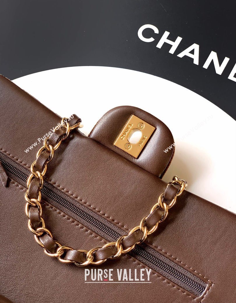 Chanel Velvet Classic Small Flap Handbag Dark Brown 2025 A01113 (yezi-251011069)