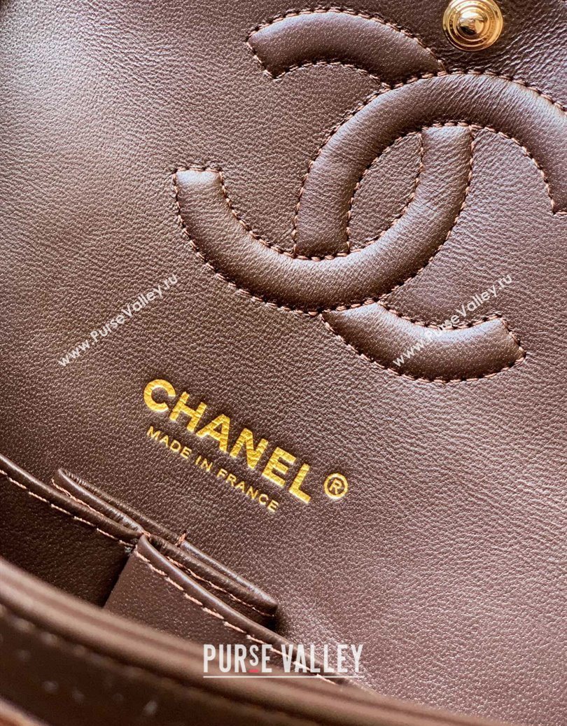 Chanel Velvet Classic Small Flap Handbag Dark Brown 2025 A01113 (yezi-251011069)