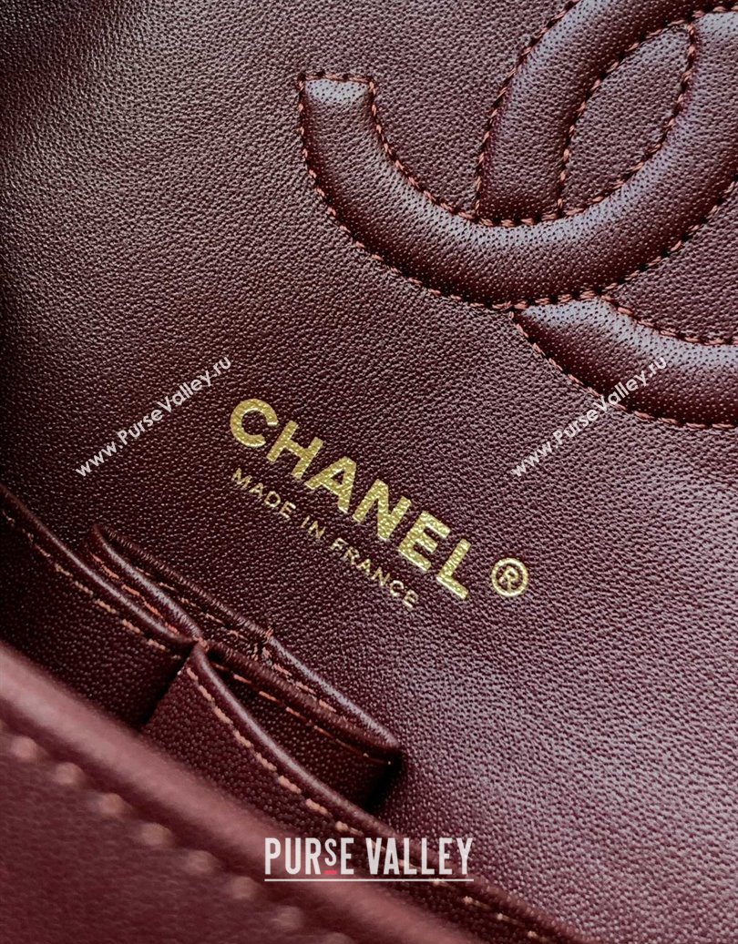 Chanel Velvet Classic Small Flap Handbag Dark Burgundy 2025 A01113 (yezi-251011070)