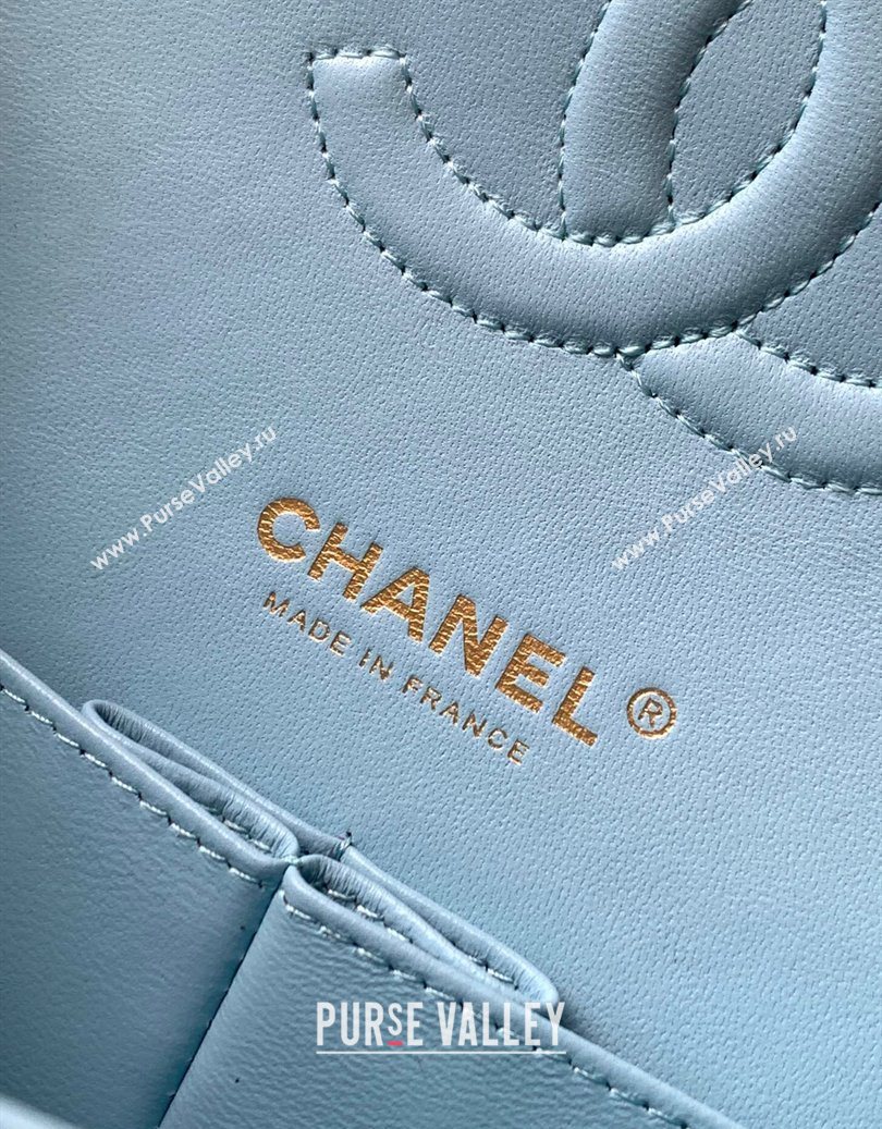 Chanel Velvet Classic Small Flap Handbag Lake Blue 2025 A01113 (yezi-251011071)