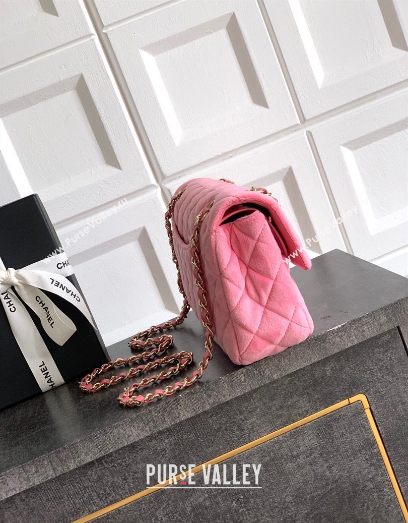 Chanel Velvet Classic Small Flap Handbag Sakura Pink 2025 A01113 (yezi-251011072)
