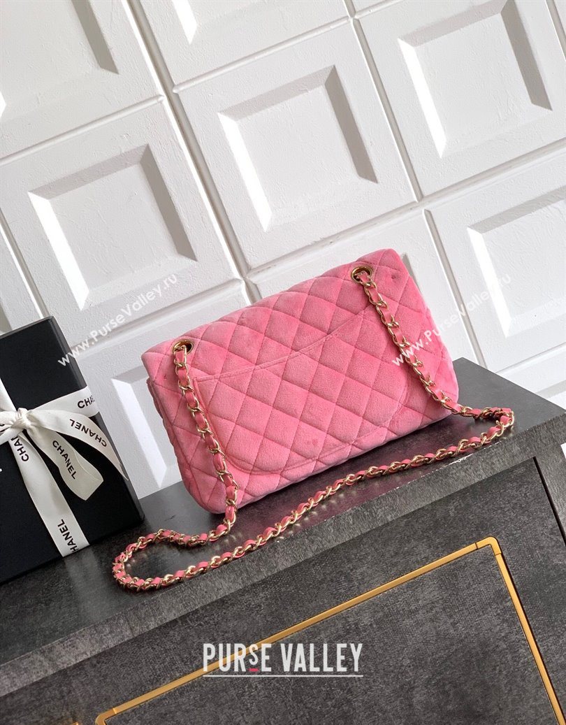 Chanel Velvet Classic Small Flap Handbag Sakura Pink 2025 A01113 (yezi-251011072)