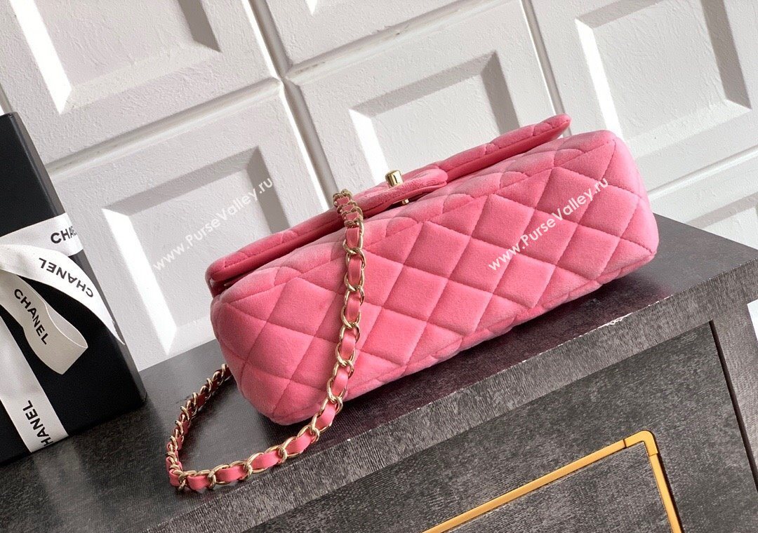 Chanel Velvet Classic Small Flap Handbag Sakura Pink 2025 A01113 (yezi-251011072)