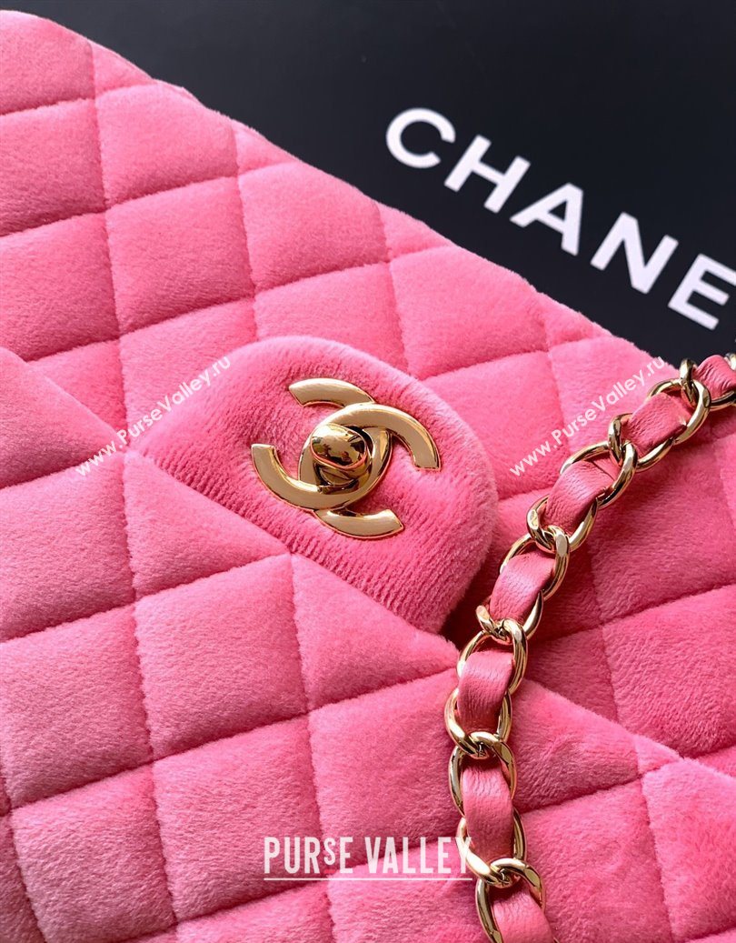 Chanel Velvet Classic Small Flap Handbag Sakura Pink 2025 A01113 (yezi-251011072)