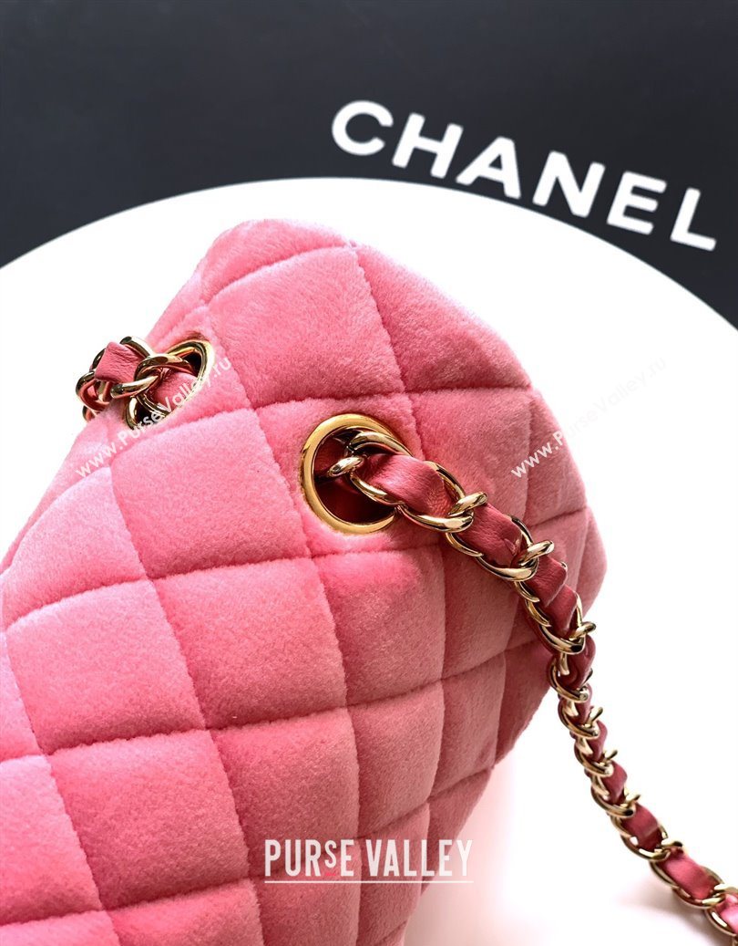 Chanel Velvet Classic Small Flap Handbag Sakura Pink 2025 A01113 (yezi-251011072)