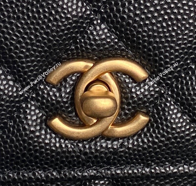 Chanel Grained Shiny Calfskin Clutch with chain and Top Handle Black 2025 AP4798 (yezi-251011073)