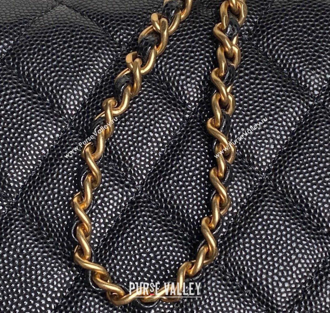 Chanel Grained Shiny Calfskin Clutch with chain and Top Handle Black 2025 AP4798 (yezi-251011073)