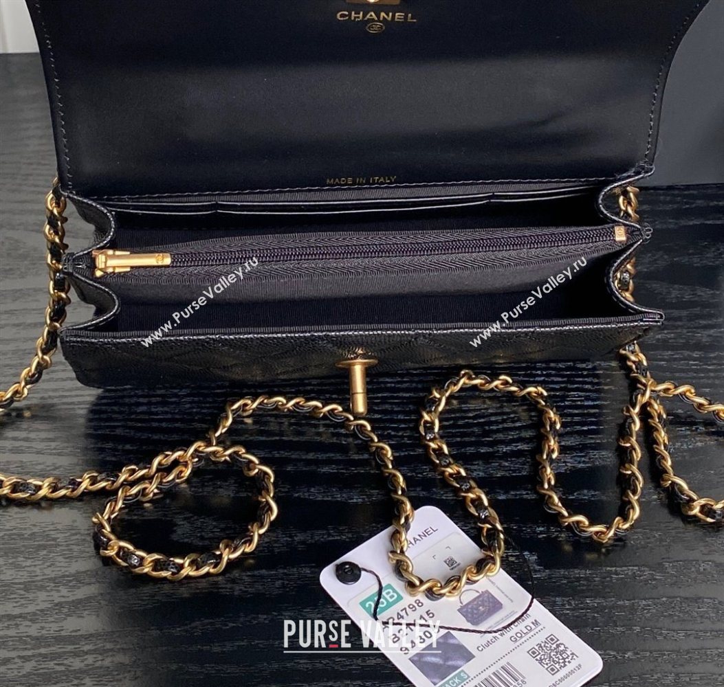 Chanel Grained Shiny Calfskin Clutch with chain and Top Handle Black 2025 AP4798 (yezi-251011073)