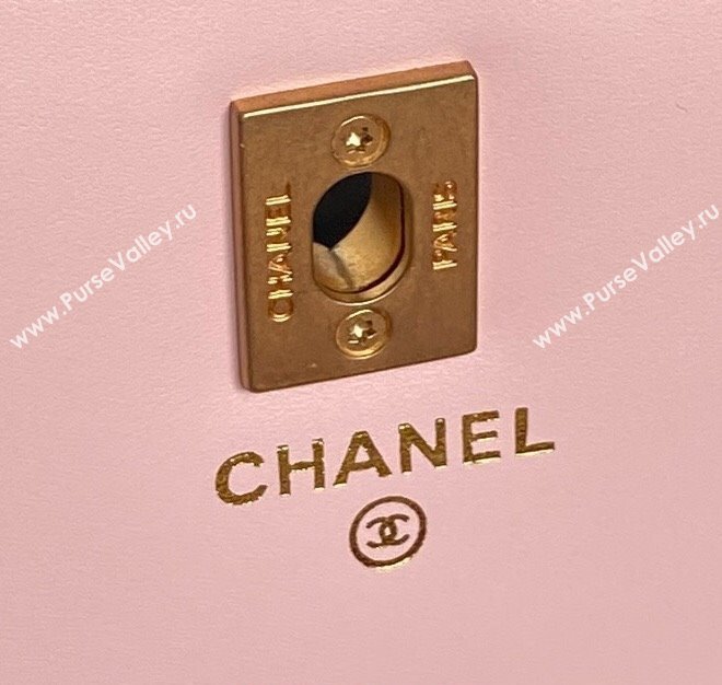 Chanel Grained Shiny Calfskin Clutch with chain and Top Handle Light Pink 2025 AP4798 (yezi-251011074)