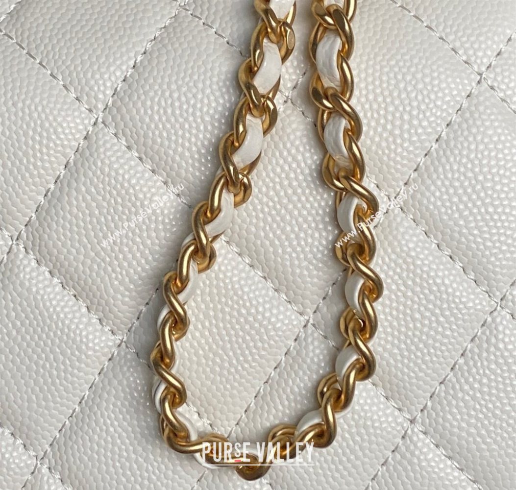 Chanel Grained Shiny Calfskin Clutch with chain and Top Handle White 2025 AP4798 (yezi-251011076)