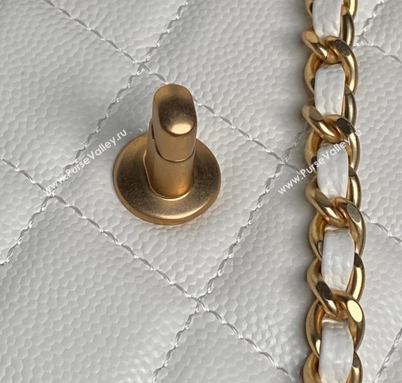 Chanel Grained Shiny Calfskin Clutch with chain and Top Handle White 2025 AP4798 (yezi-251011076)