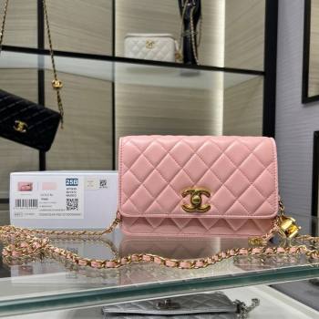 Chanel Shiny Lambskin Wallet On Chain WOC AP3938 Pink 2025 (yezi-251011052)