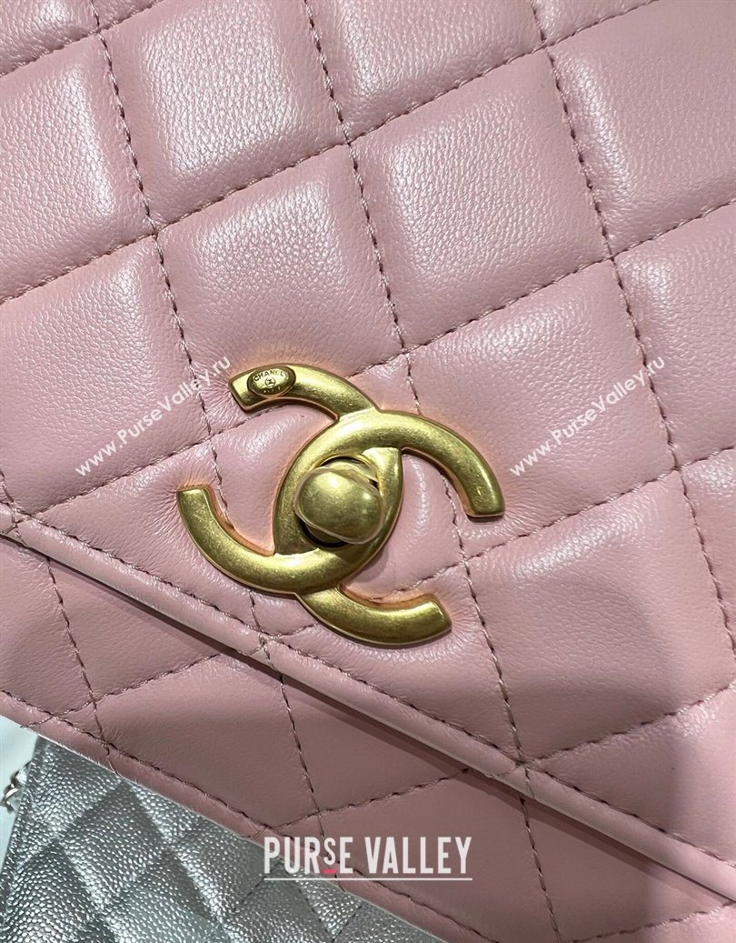 Chanel Shiny Lambskin Wallet On Chain WOC AP3938 Pink 2025 (yezi-251011052)