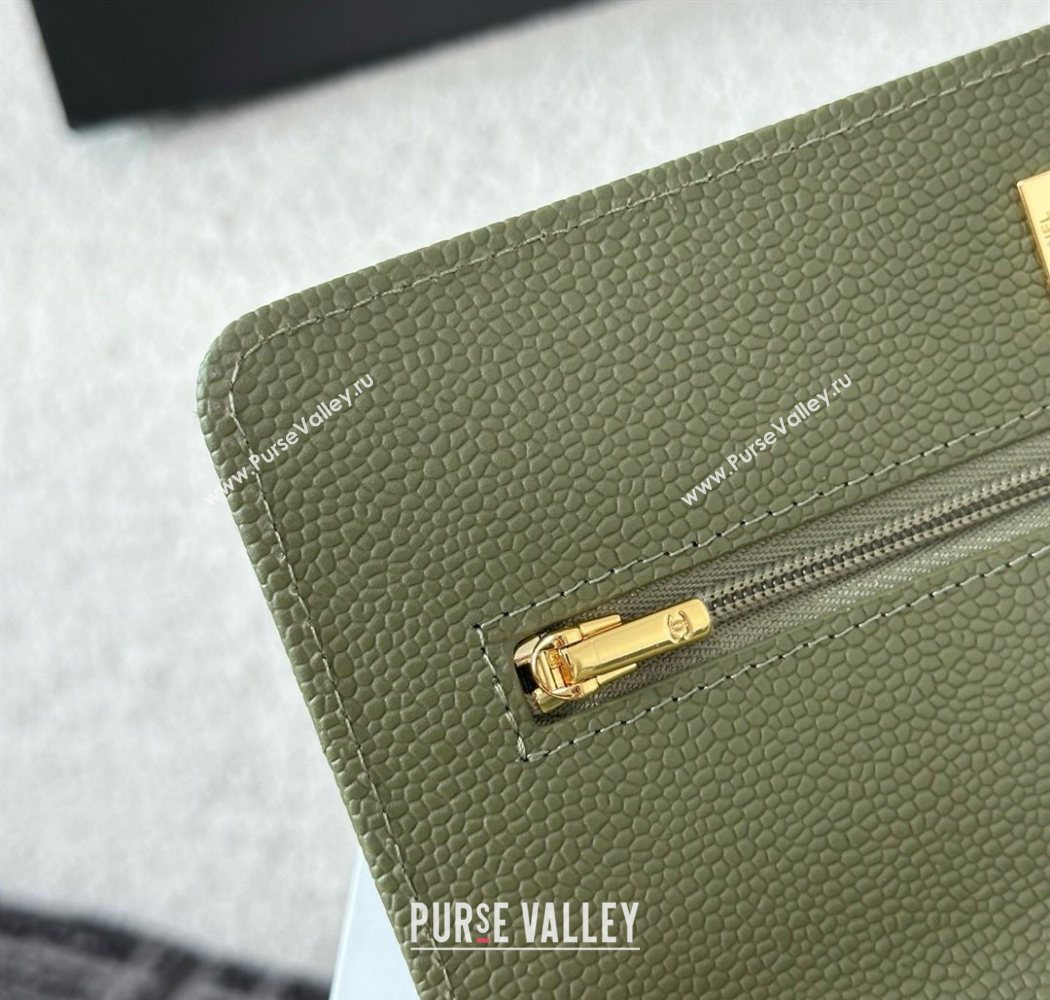Chanel Grained Calfskin Classic Wallet on Chain WOC Khaki Green/Gold 2025 AP4241 (YMU-250703079)