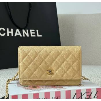 Chanel Grained Calfskin Classic Wallet on Chain WOC Yellow/Gold 2025 AP4241 (YMU-250703083)