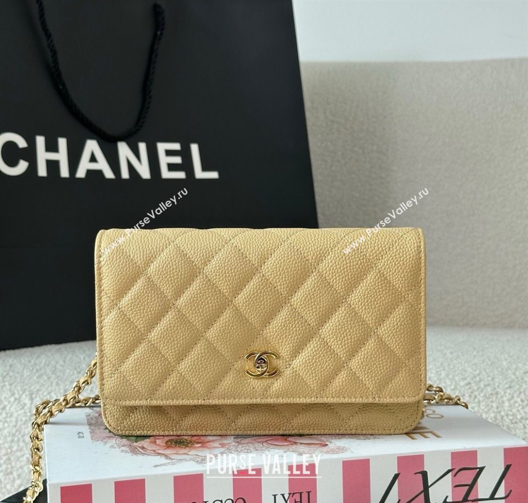 Chanel Grained Calfskin Classic Wallet on Chain WOC Yellow/Gold 2025 AP4241 (YMU-250703083)