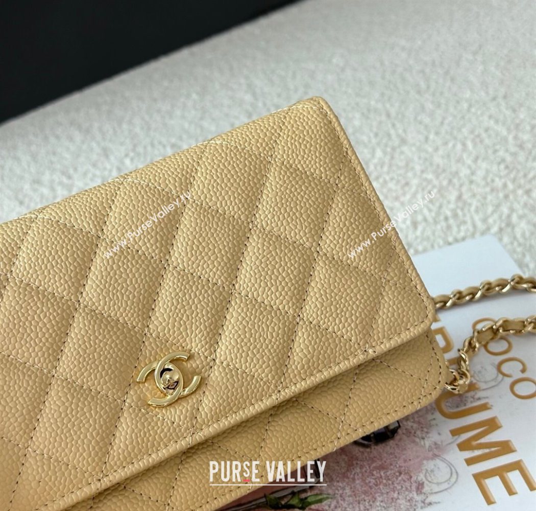 Chanel Grained Calfskin Classic Wallet on Chain WOC Yellow/Gold 2025 AP4241 (YMU-250703083)
