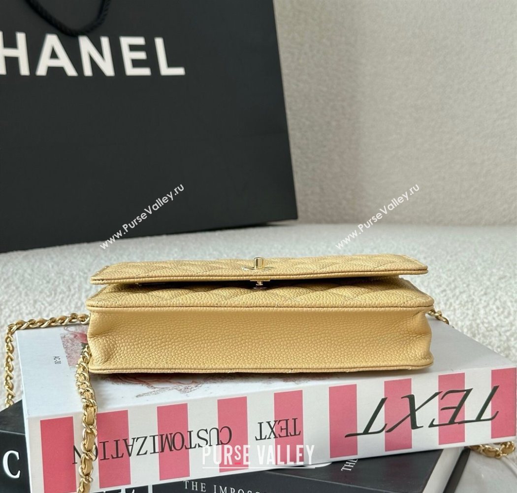 Chanel Grained Calfskin Classic Wallet on Chain WOC Yellow/Gold 2025 AP4241 (YMU-250703083)
