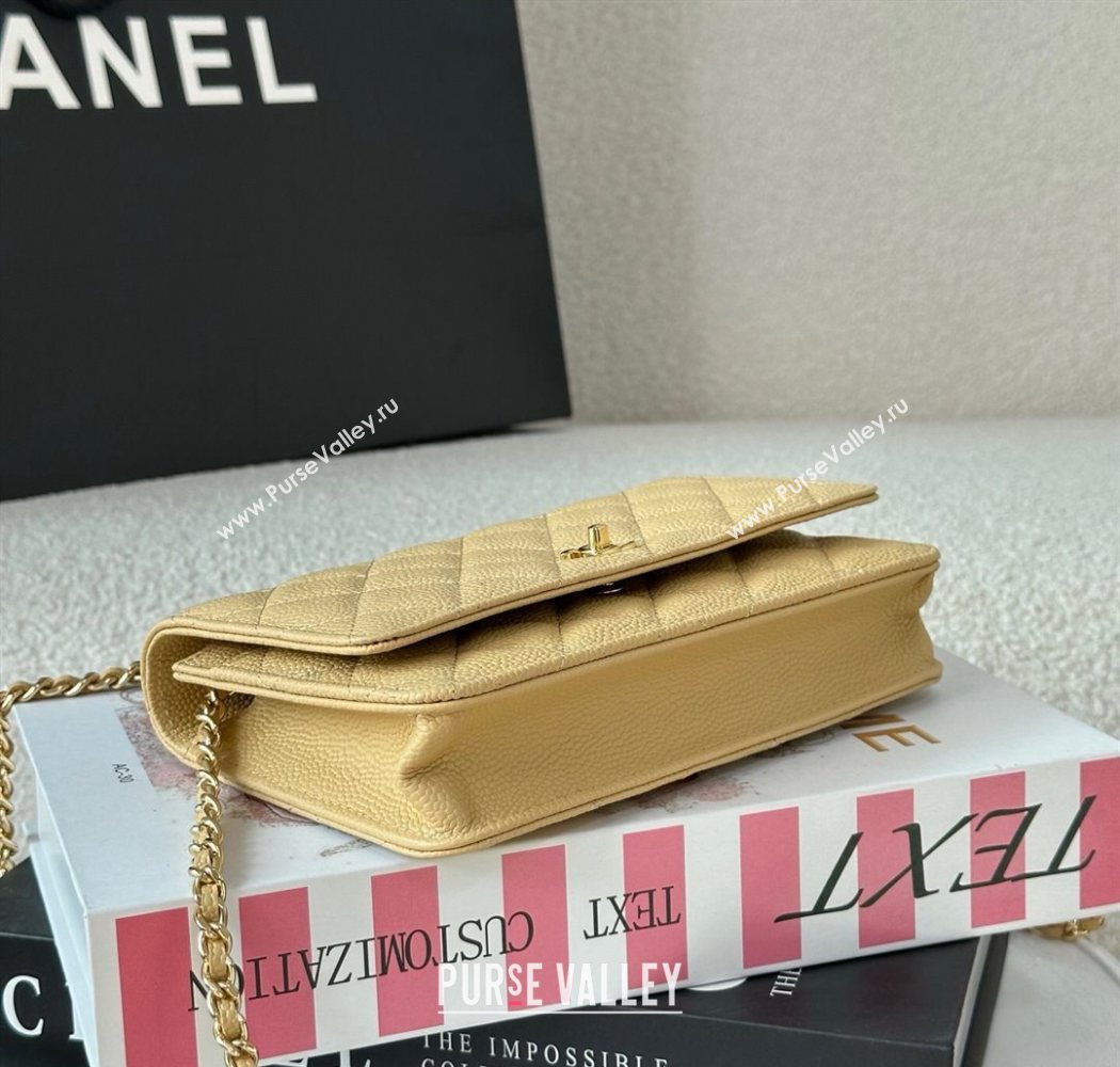 Chanel Grained Calfskin Classic Wallet on Chain WOC Yellow/Gold 2025 AP4241 (YMU-250703083)