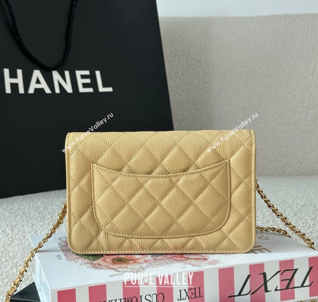 Chanel Grained Calfskin Classic Wallet on Chain WOC Yellow/Gold 2025 AP4241 (YMU-250703083)